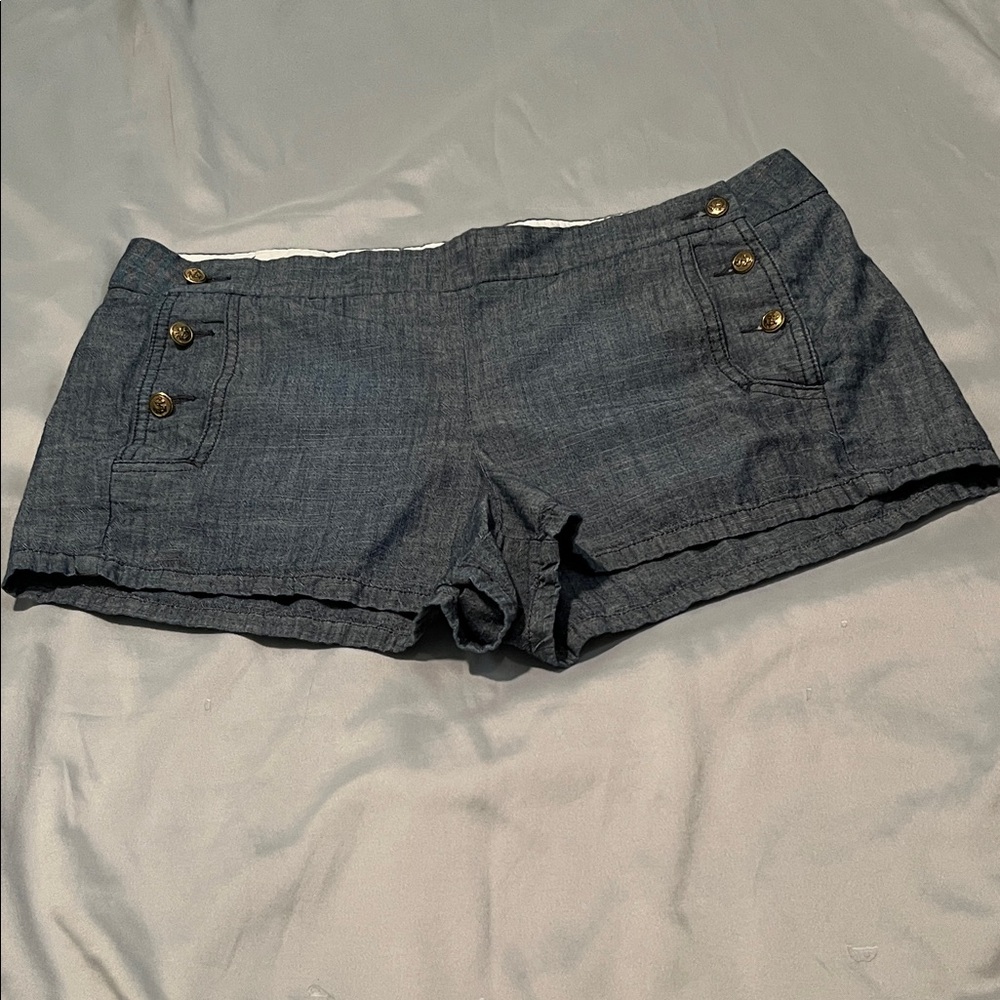 J. Crew Dark Gray Jean Shorts with Button Detail 2 pockets Women’s Size 12